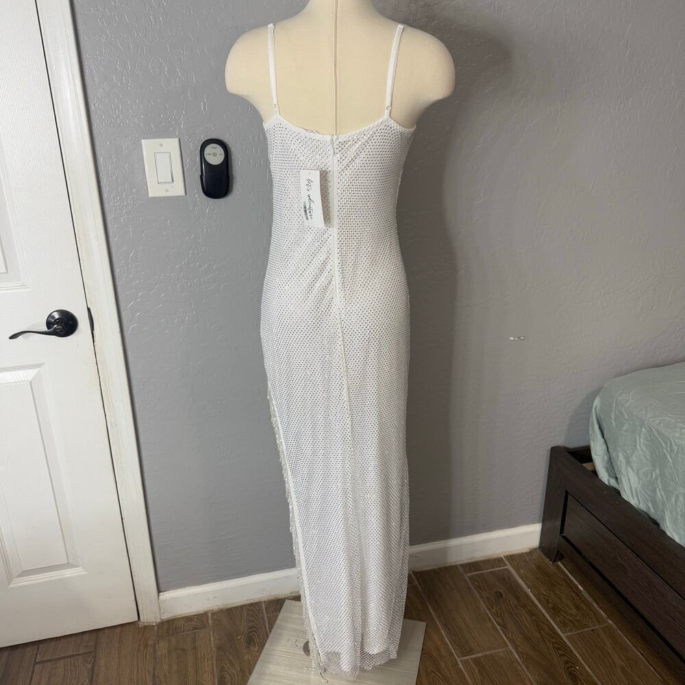 12th Tribe Ezmerelda White Rhinestone Fringe Dress, L - Picture 2 of 6